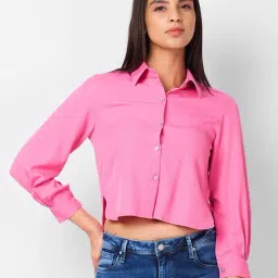 Izel Pink Regular Fit Casual Shirt-image-44