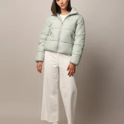 Only Light Green Regular Fit Puffer Jacket image 5