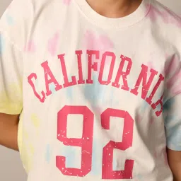 Only White & Pink Cotton Graphic Print T-Shirt image 5