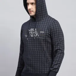 Monte Carlo Navy Blue Regular Fit Printed Hooded Sweatshirt image 5