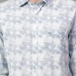 Cantabil Blue Cotton Regular Fit Printed Shirt image 5