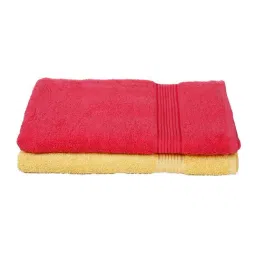 bianca LORENA 100% Cotton Super-Soft Terry Towels -2pc Bath Towel (d`ross) solid-pink/yellow image 2
