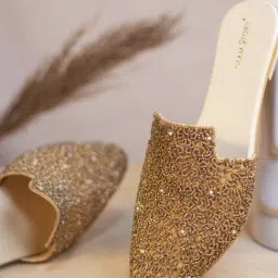 Glam Story Women's Gold Mule Shoes-image-9