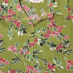 Deckedup Green Cotton Relaxed Fit Floral Print Tunic image 5