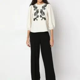 Vero Moda Beige & Black Embroidered Top image 5