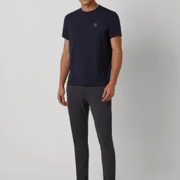 Van Heusen Navy Slim Fit Self Pattern T-Shirt image 5