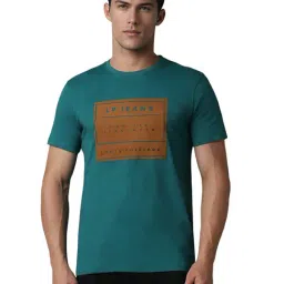 Louis Philippe Green Cotton Slim fit Print T-Shirts-image-31