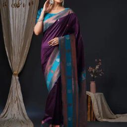 Saree Mall Purple Woven Sarees With Unstitched Blouse-picture-47