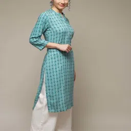 Rangriti Green Printed Straight Kurta image 4