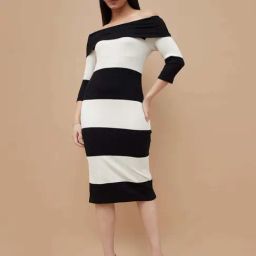 Code By Lifestyle Black Regular Fit Striped Dress-picture-33