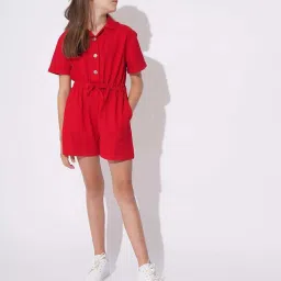 VERO MODA GIRL Kids Salsa Cotton Solid Playsuit image 5