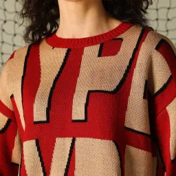 Hubberholme Red & Beige Printed Sweater image 5