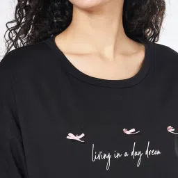 Dreamz by Pantaloons Black Graphic Top with Shorts image 5