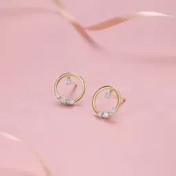 Mia by Tanishq 14 KT Gold Twinkling Loop Diamond Earrings - 1.388g-picture-20