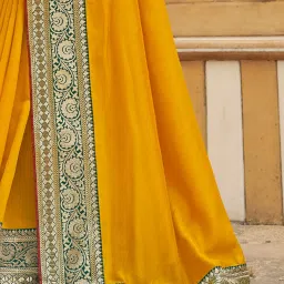 Saree Mall Yellow Woven Sarees With Unstitched Blouse image 5