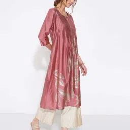 Rangmanch By Pantaloons Dusty Rose Regular Fit Embellished Kurta image 3