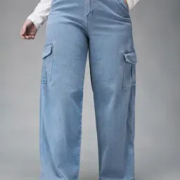 Miss Chase A+ Blue Flare Fit Cargo Jeans-picture-42