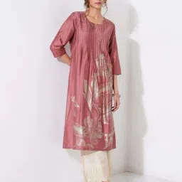 Rangmanch By Pantaloons Dusty Rose Regular Fit Embellished Kurta image 4