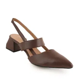 Mozafia Women's Brown Sling Back Sandals image 2