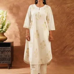 Jaypore Ivory Printed Loose Fit Kurta image 4