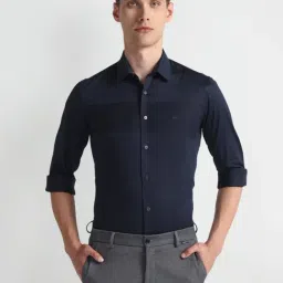 arrow new york Arrow Newyork Blue Cotton Slim Fit Striped Shirt-picture-48