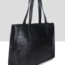 Yelloe Black Textured Large Shoulder Handbag-picture-41