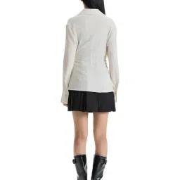 MIXXO White Regular Fit Wrinkle Blouse image 2