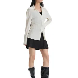 MIXXO White Regular Fit Wrinkle Blouse image 3