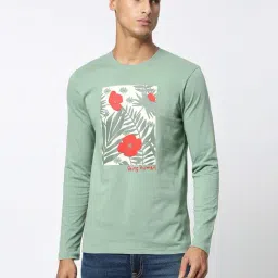 Being Human Mint Green Regular Fit Graphic Print Crew T-Shirt-image-0