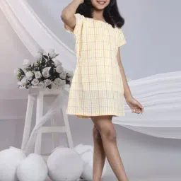 Misbis Girls Yellow Comfort Fit Check Dress-image-35