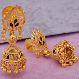 missmister Gold Plated Faux Kundan small dailywear Jhumki earring for Women-picture-41