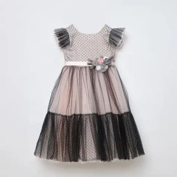 Blue Giraffe Girls Black Polyester Printed Dress-picture-24