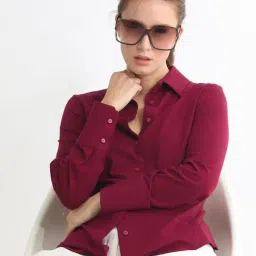 RAREISM Maroon Regular Fit Solid Shirt image 3