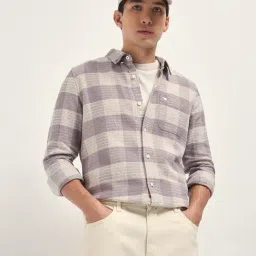 The Bear House Purple Cotton Checked Regular Fit Shirt-image-68