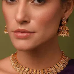 Jaypore Gold Necklace & Earring Set-image-50