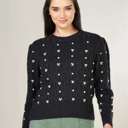 Honey by Pantaloons Black Self Pattern Sweater-picture-16