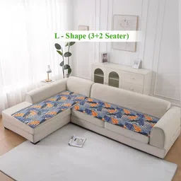 HOKIPO LiefNest Blue 2 Pcs Velvet L Shape 5 Seater Sofa Cover Seat Mat with Foam Filling-picture-33