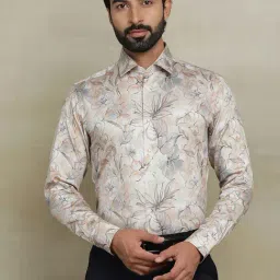 Wyre Beige Cotton Slim Fit Floral Shirt-picture-26