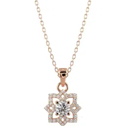Silvermist 925 Sterling Silver Diamond Flower Chain Pendant for Women & Girls-image-42