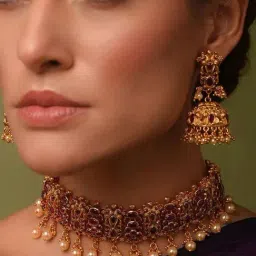 Jaypore Gold Necklace & Earring Set-image-22