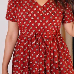 Sivaka India Floral Printed Fit & Flare Midi Dress image 5