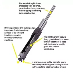 YADAV Square Hole Drill Bit 7/16 inch x 210 mm Mortising Chisel Cutter for Wood image 3