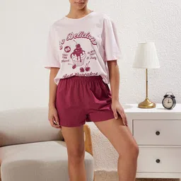 Trendyol Women Printed Pure Cotton Night suit-image-76