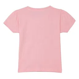 Wear Your Mind Girls Printed Puff Sleeves Pure Cotton T-shirt-image-4