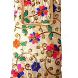 avanti creations Avanti Creation Multicolor Floral Ethnic Embroidered Mobile Pouch Cover Purse Wallet with Waist Clip and Sling Belt for Saree image 1