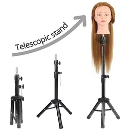 VIVIAN Wig Stand Tripod Mannequin Head Stand Metal Adjustable Heavy Duty Wig Head Stand for Canvas Block Head Cosmetology Hairdressing Training Doll Head and Styling Making Wigs image 2