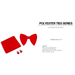 zoylink Pocket Square Casual Pocket Handkerchief with Bow Tie & Cufflinks for Women Men (Red) image 2