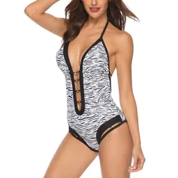zoylink Women Swimwear Deep V Neck One Piece Swimsuit Summer Bathing Suit image 3