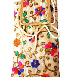 avanti creations Avanti Creation Multicolor Floral Ethnic Embroidered Mobile Pouch Cover Purse Wallet with Waist Clip and Sling Belt for Saree image 2
