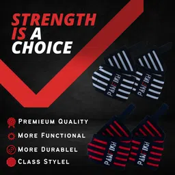 PANFIKH Wrist Band for Men Gym Gym Wrist Support for Men with Thumb Loop Straps for Wrist Protection - Ideal for Weight Lifting, Crossfit, and Powerlifting, Wrist Band for Gym (1 Pair - Red) image 2